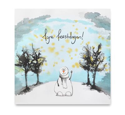 Handgemaakte wenskaart - Sneeuwpop - Mags Up Your Mind